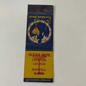 Nickson Hotel Cocktail Lounge Roswell NM Vintage Matchbook Cover SMB24-6